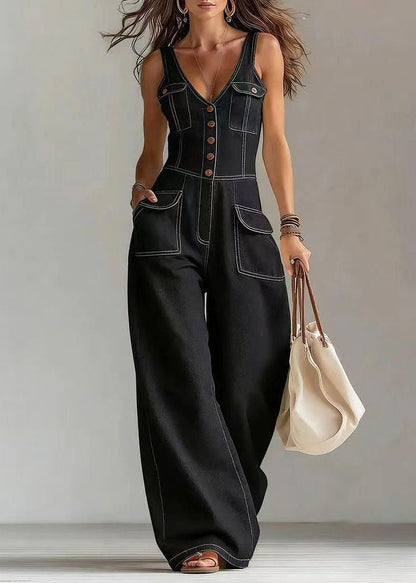Kvinders Jumpsuit med Oversized Lommer og Lige Ben 2