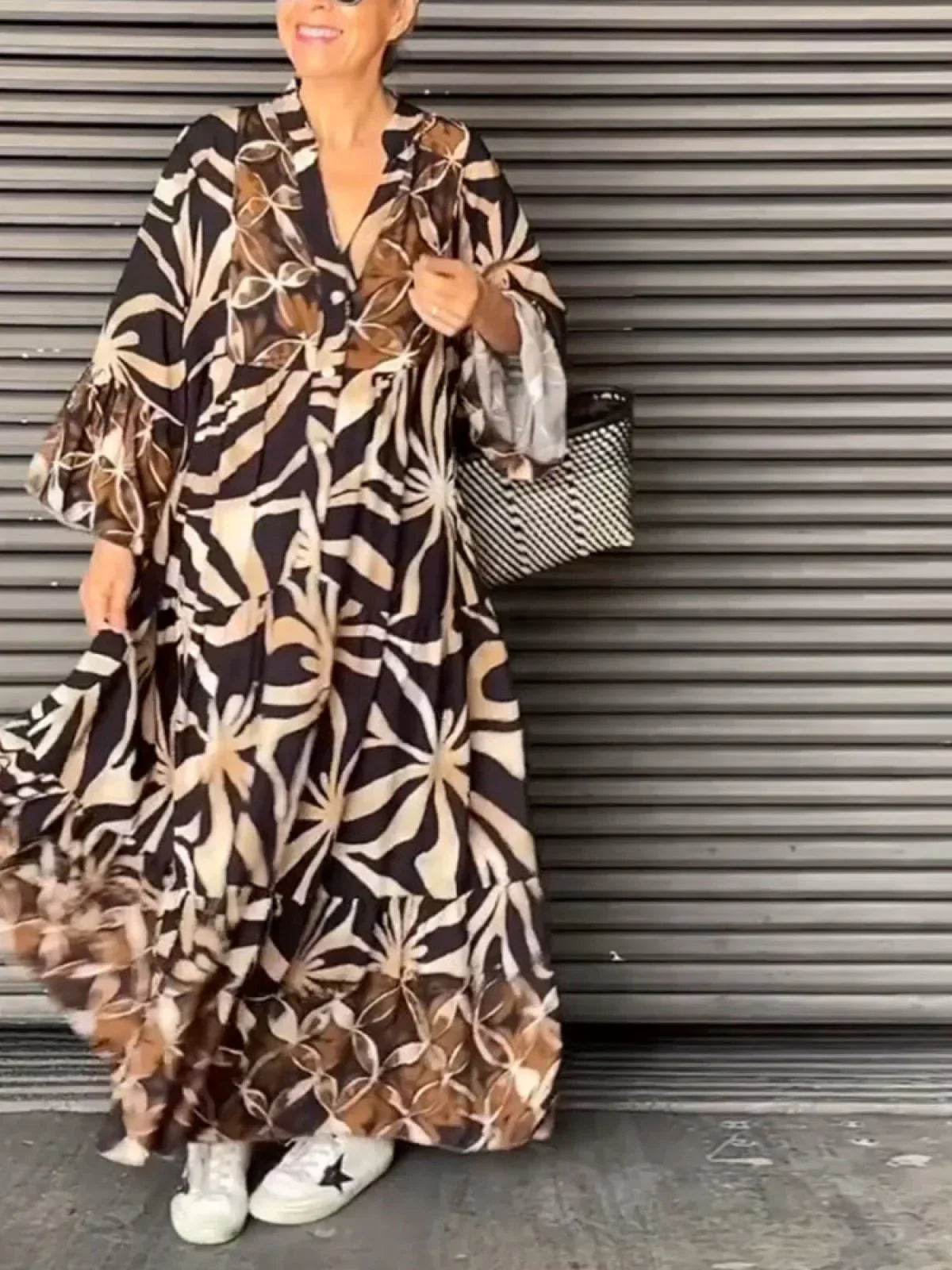 Kvinders Kjole Printet Afslappet Pasform Blødt Stof 7