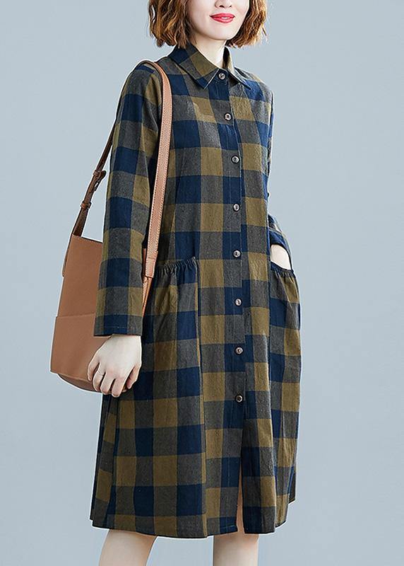 Kvinders Kjole med Reverslommer og Plaid Design 2