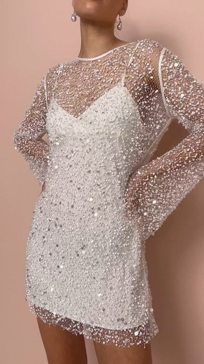 Kvinders Kjole med Stropper og Perler 1
