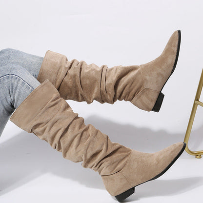 Kvinders Knæhøje Støvler med Blokhæl Slouchy Stil 2