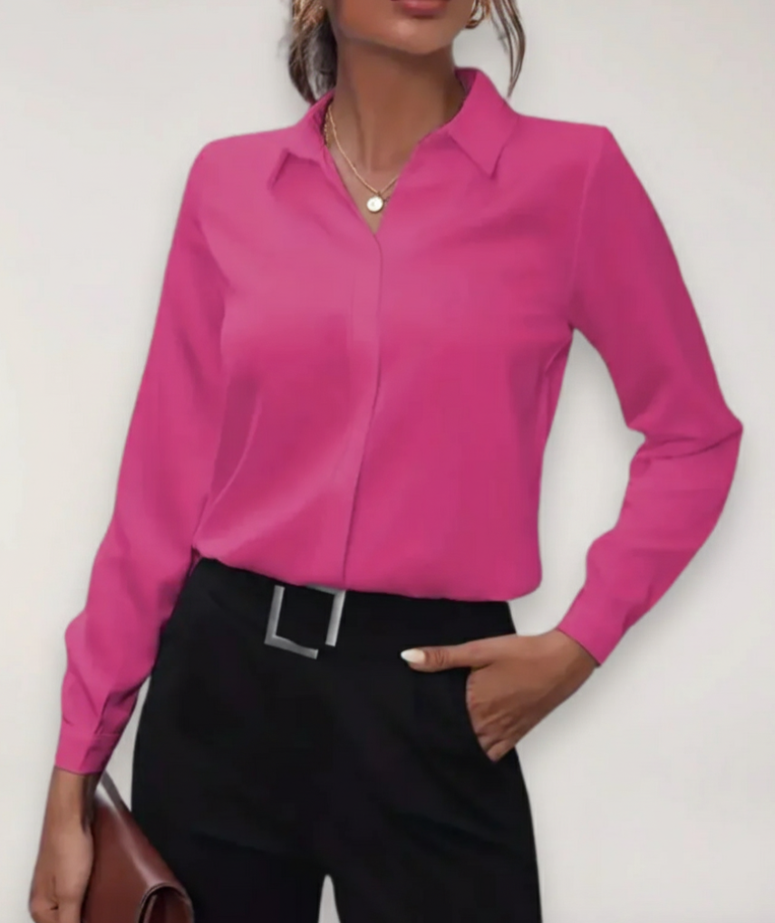 Kvinders Kontorbluse med Forårsknapper 3