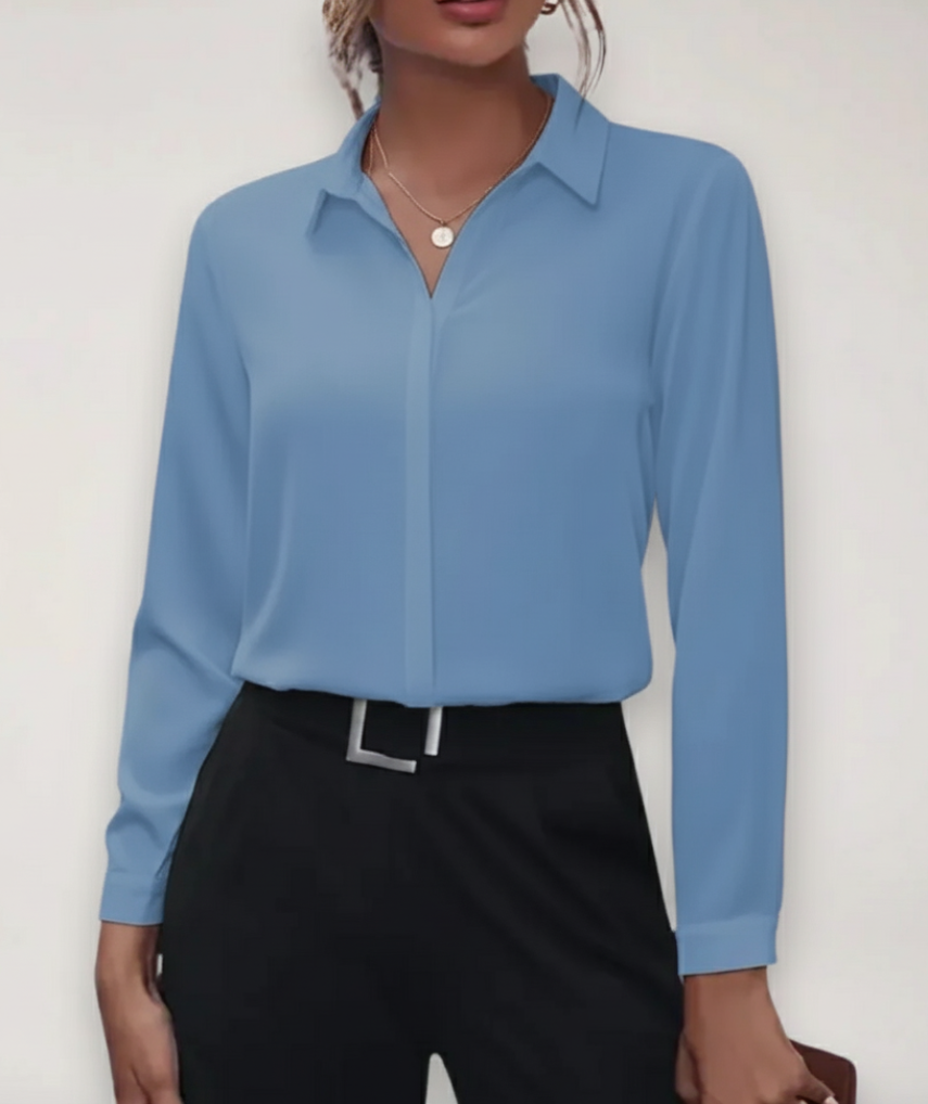 Kvinders Kontorbluse med Forårsknapper 4