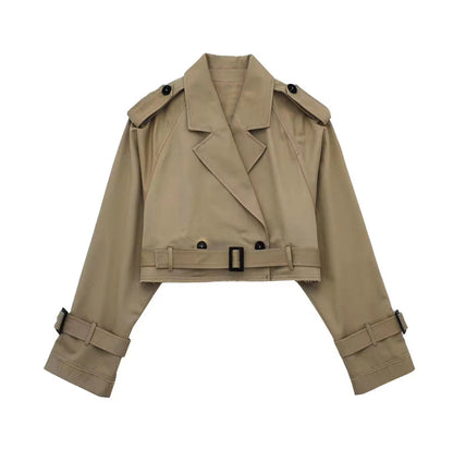 Kvinders Kort Trenchcoat i Klassisk Stil 0