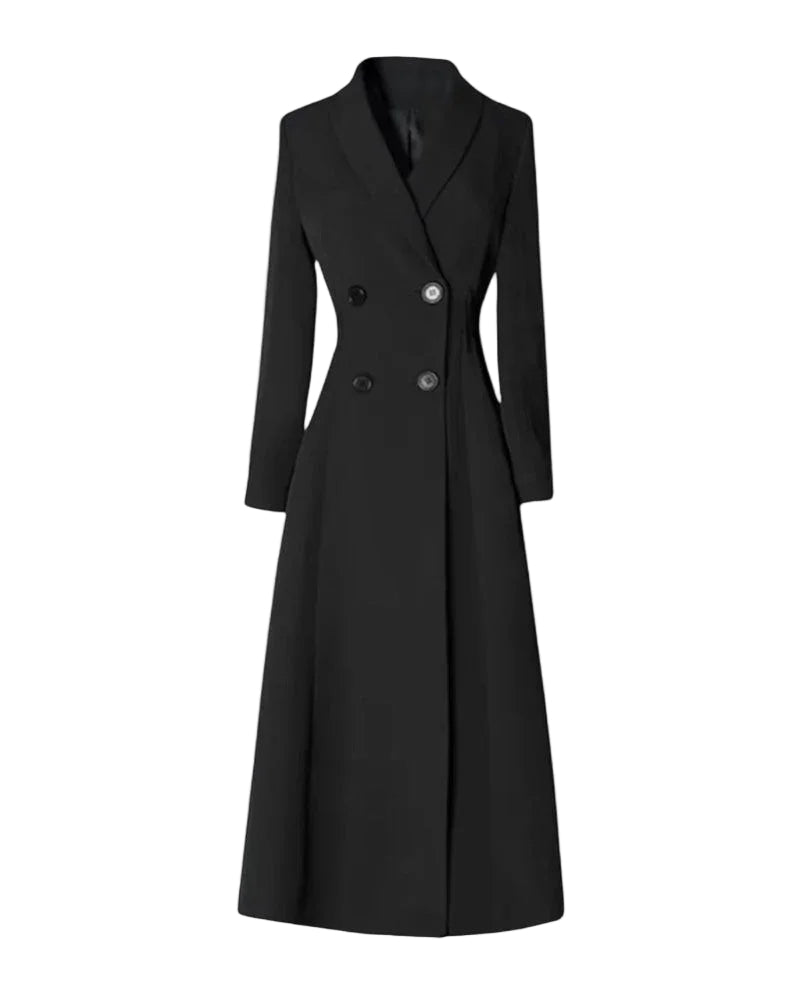 Kvinders Lang Trenchcoat med Knapper 0