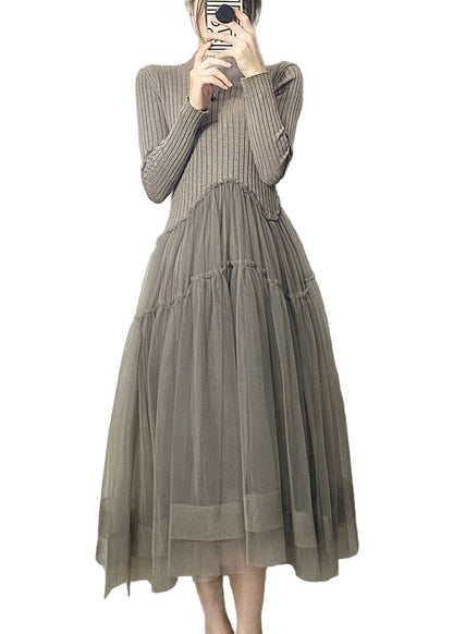 Kvinders Lang Tulle Kjole Asymmetrisk Design Luftig Stil 0