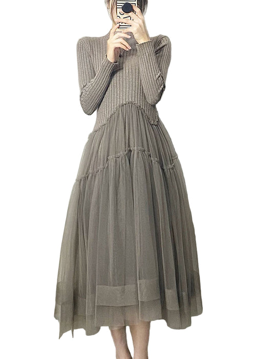 Kvinders Lang Tulle Kjole Asymmetrisk Design Luftig Stil 0