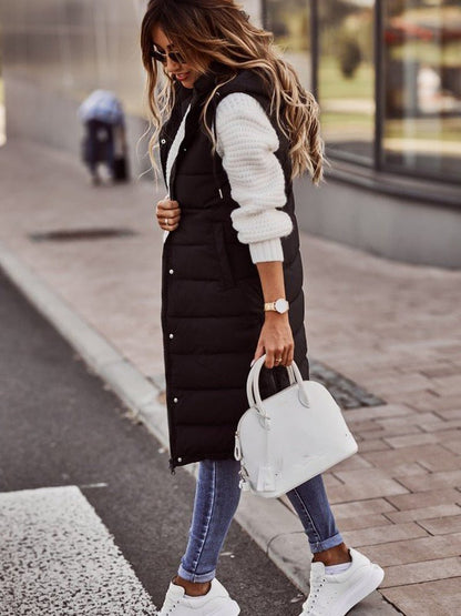 Kvinders Lang Vatteret Vest i Moderne Stil 1