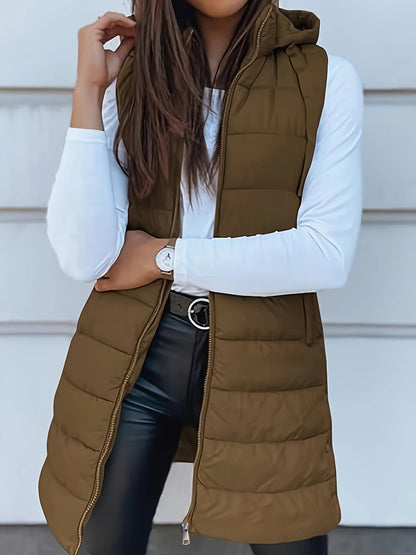Kvinders Lang Vest Med Hætte Oversized 4