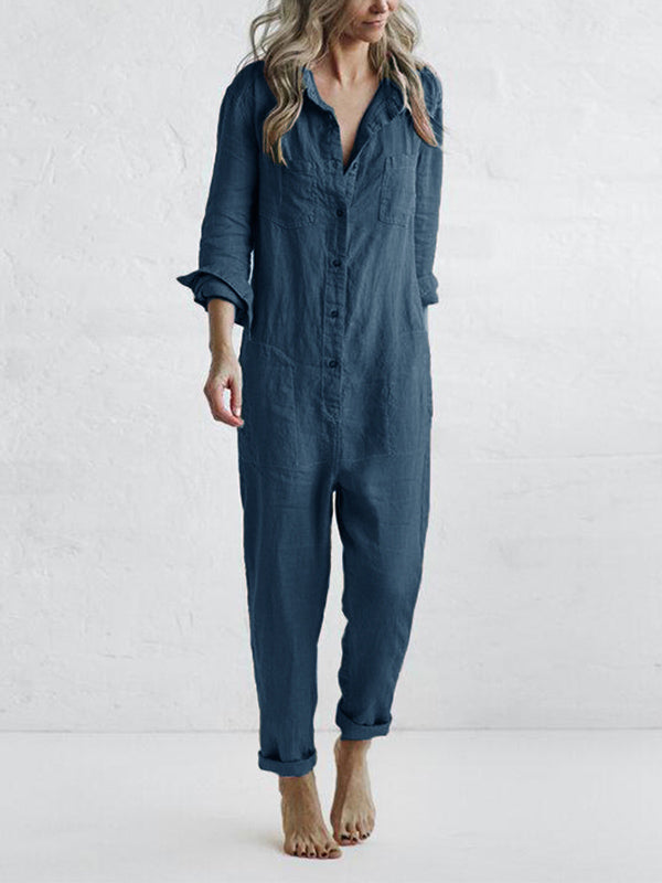 Kvinders Langærmet Jumpsuit Afslappet Stil 7