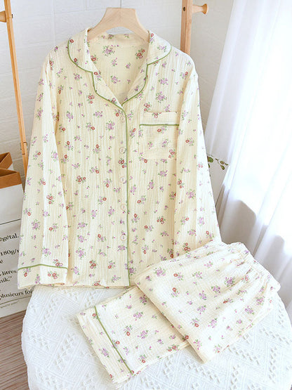 Kvinders Langærmet Pyjamassæt med Blomsterdesign 1