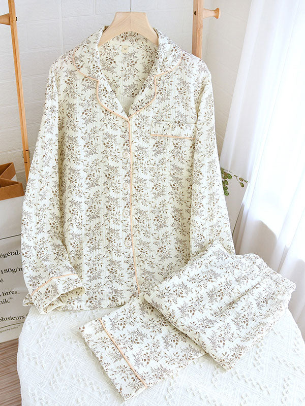 Kvinders Langærmet Pyjamassæt med Blomsterdesign 3