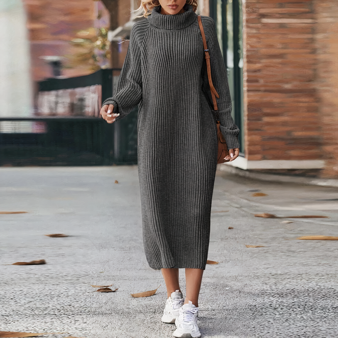 Kvinders Langærmet Strikkjole Casual Design 3