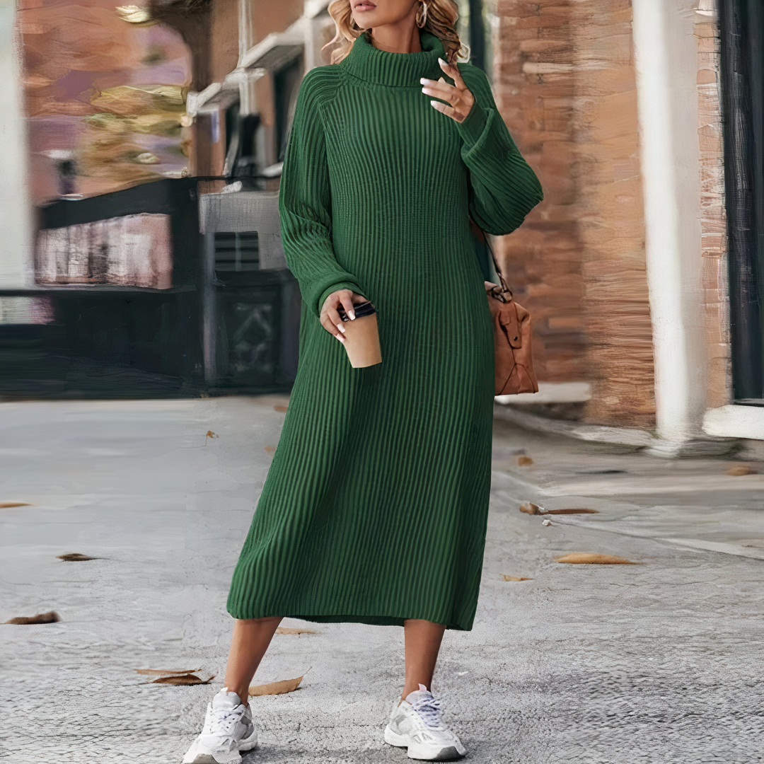 Kvinders Langærmet Strikkjole Casual Design 4