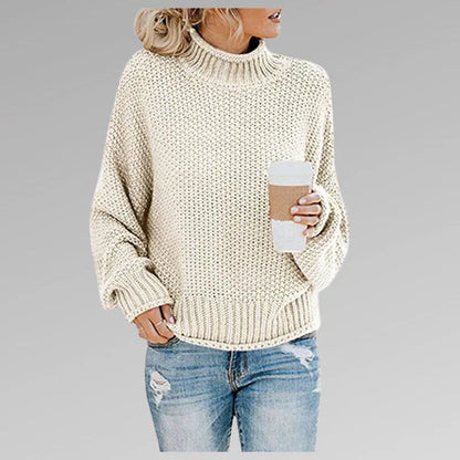 Kvinders Langærmet Striktrøje Høj Hals Casual Stil 7