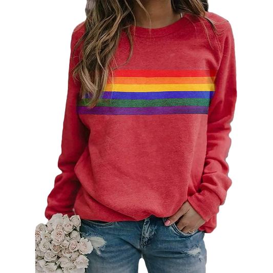 Kvinders Langærmet Sweatshirt med Regnbue Mønster 0