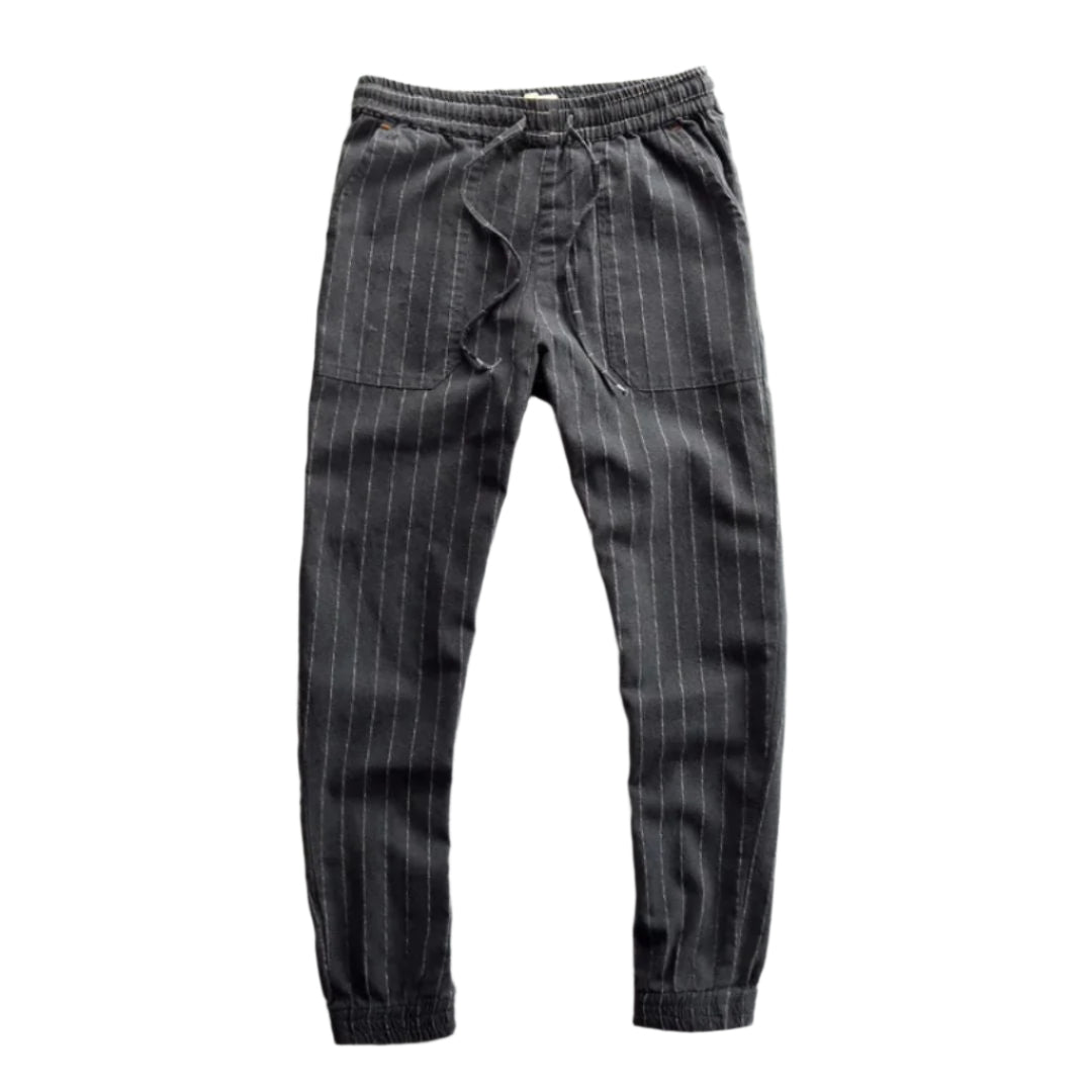 Kvinders Linned Bukser med Elastisk Talje og Striber 0