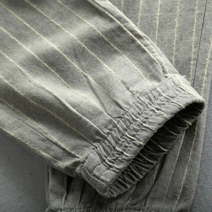 Kvinders Linned Bukser med Elastisk Talje og Striber 4