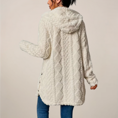 Kvinders Longline Hættetrøje med Tekstur 3