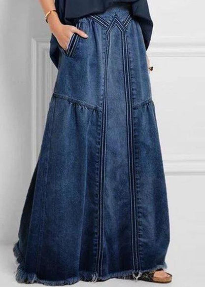 Kvinders Løs Denim Skirt med Elastisk Talje 1