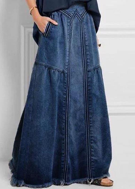 Kvinders Løs Denim Skirt med Elastisk Talje 1