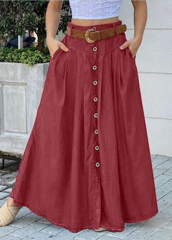 Kvinders Løse Casual Lang Skirt med Lommer 1