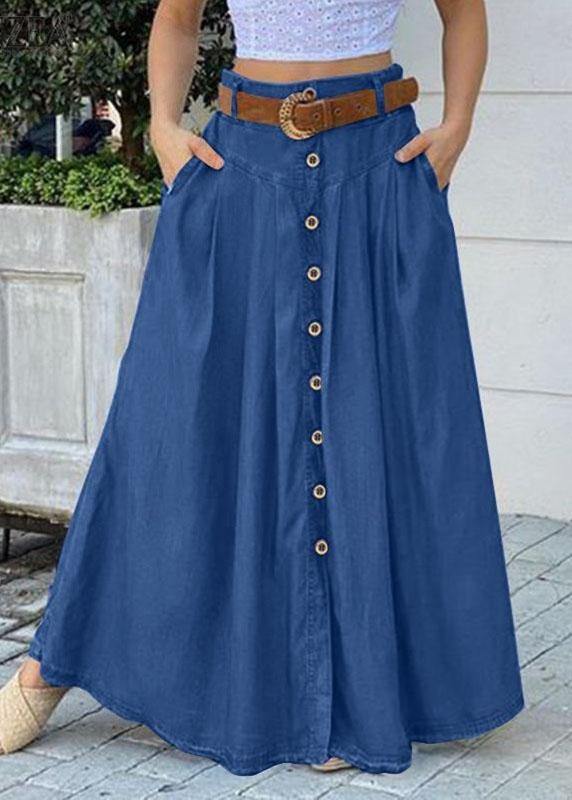 Kvinders Løse Casual Lang Skirt med Lommer 2
