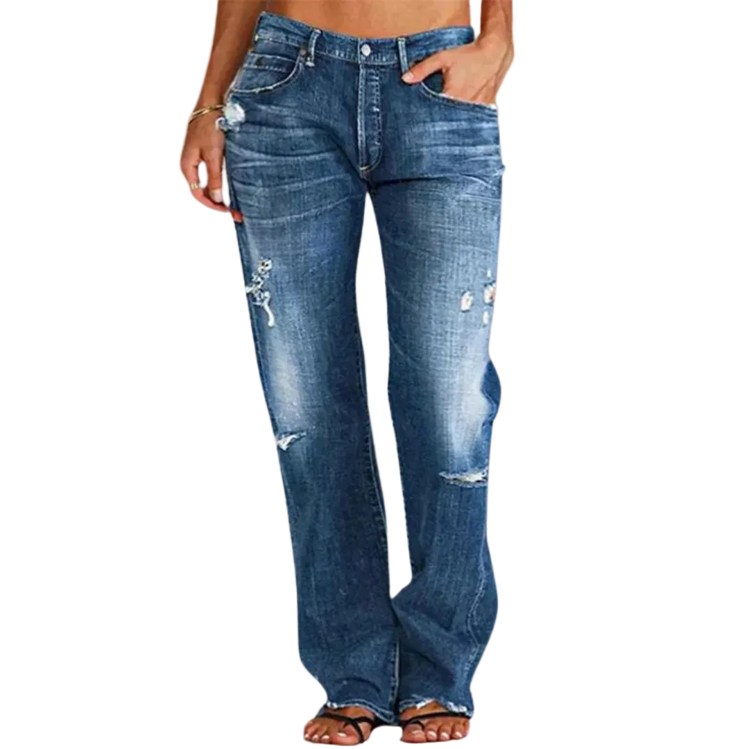 Kvinders Løse Denimjeans med Lav Talje 0