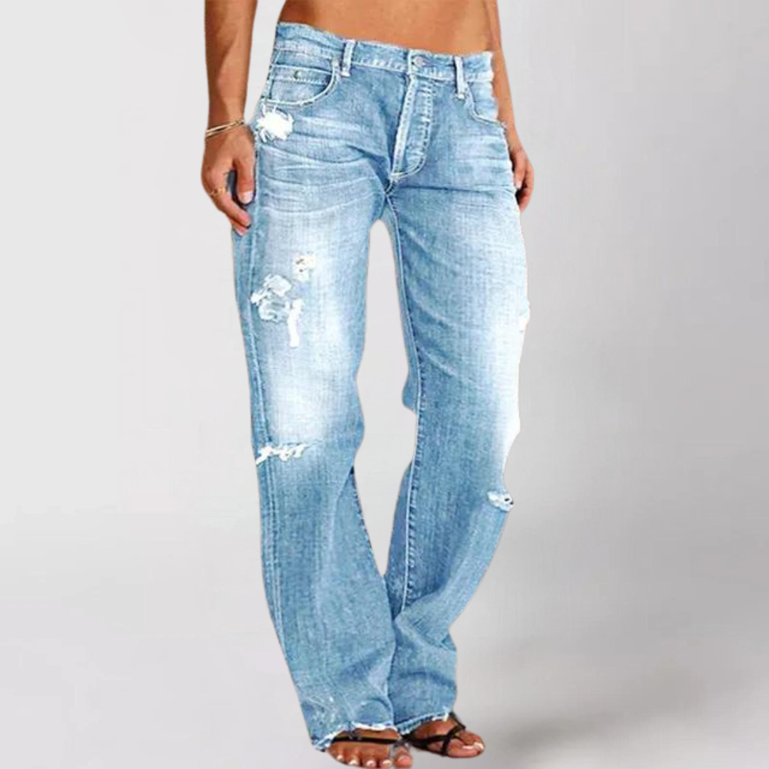 Kvinders Løse Denimjeans med Lav Talje 4