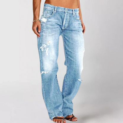 Kvinders Løse Denimjeans med Lav Talje 4