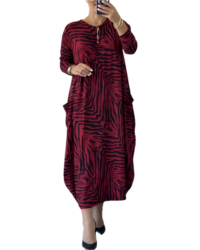 Kvinders Maxi Kjole Med Print Og Lommer 0