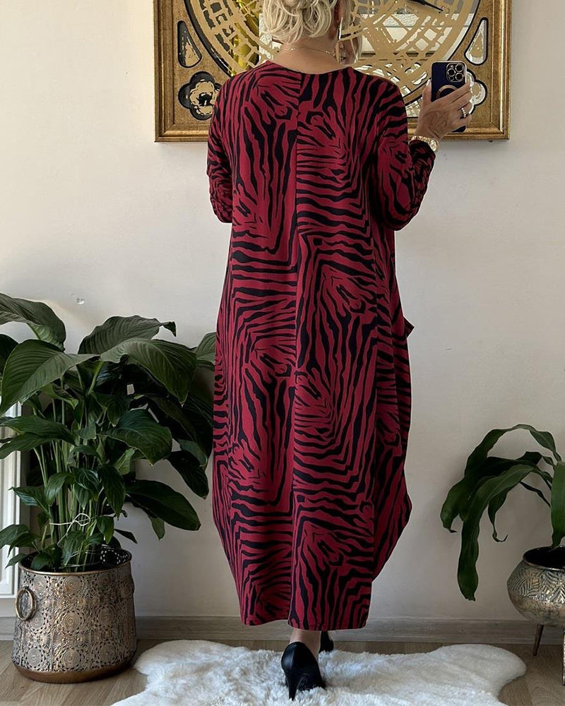 Kvinders Maxi Kjole Med Print Og Lommer 2