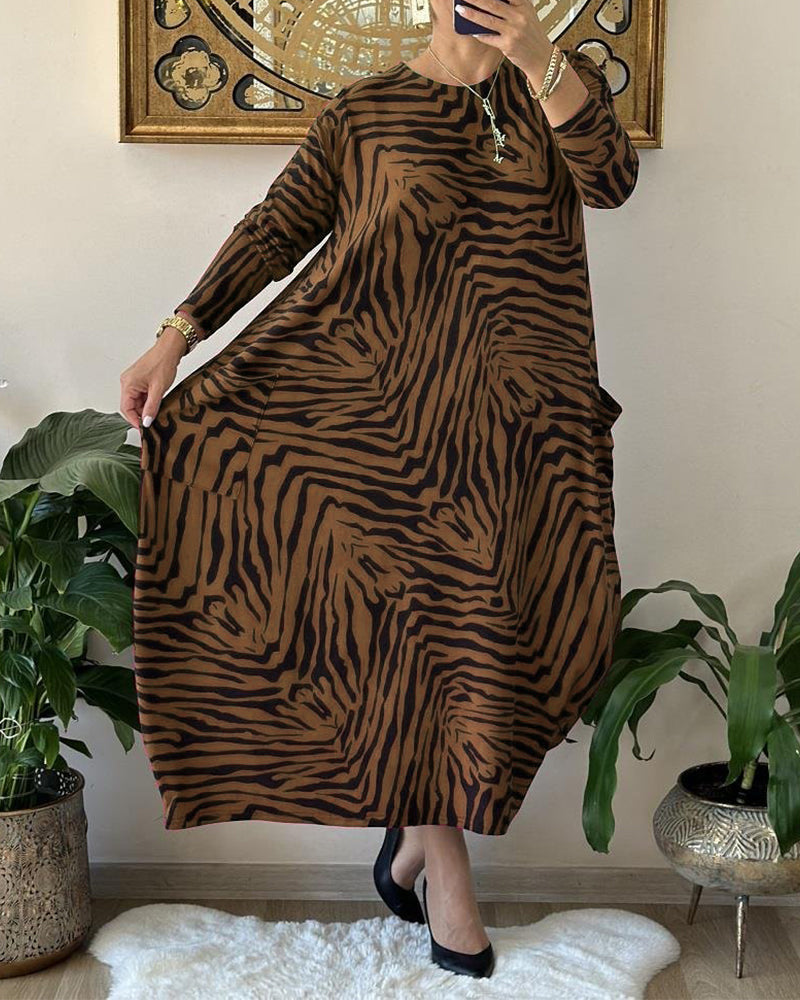 Kvinders Maxi Kjole Med Print Og Lommer 7