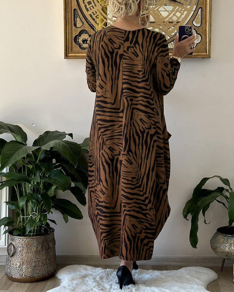 Kvinders Maxi Kjole Med Print Og Lommer 8