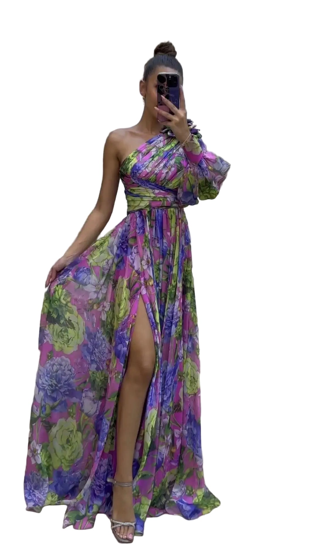 Kvinders Maxi Kjole Off-Shoulder Blomsterprint Let Polyester 0