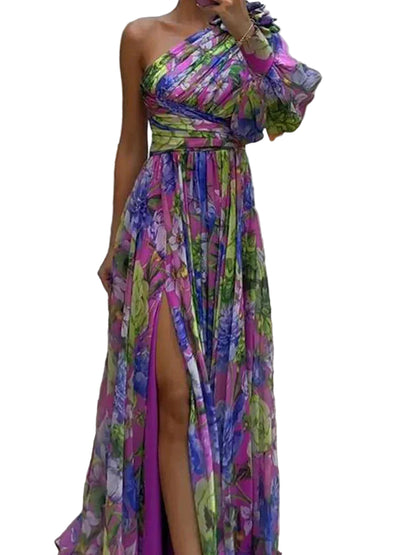 Kvinders Maxi Kjole med Asymmetrisk One-Sleeve 0
