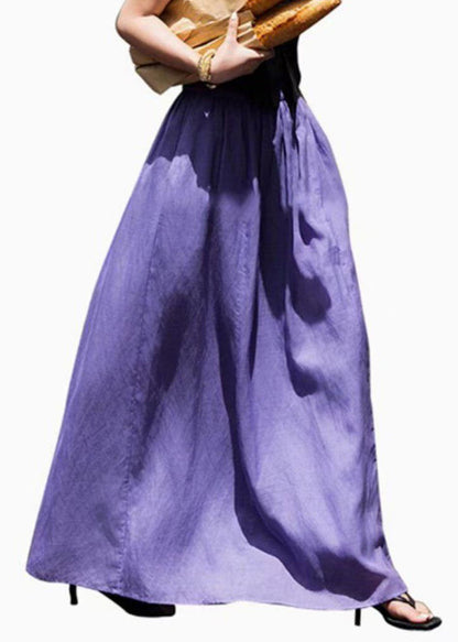 Kvinders Maxi Nederdel i Lilla Patchwork Stil 4