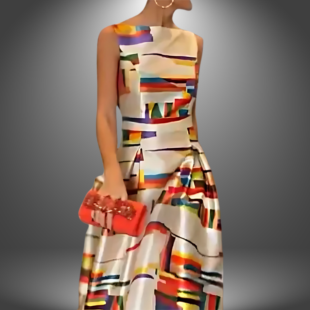 Kvinders Maxikjole Colorblock Stilfuld 1