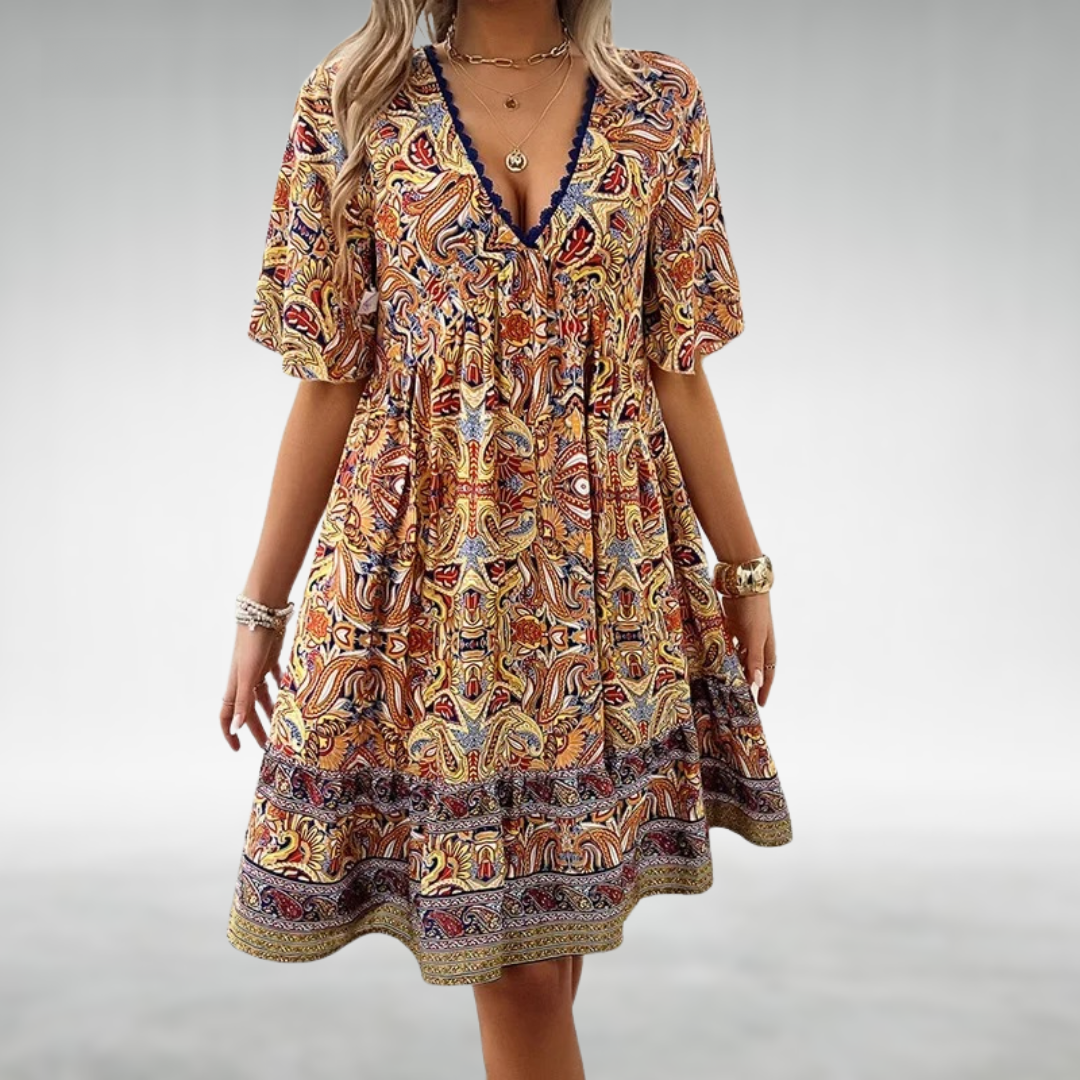 Kvinders Mini Kjole Boho Paisley Stil 1