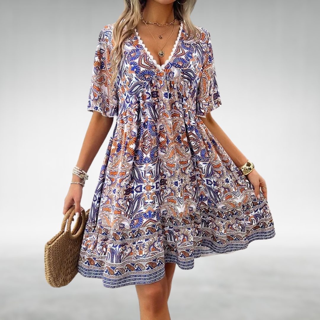 Kvinders Mini Kjole Boho Paisley Stil 2