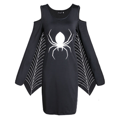 Kvinders Mini Kjole Gothic Spider Blødt Stof 0