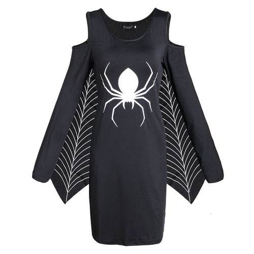 Kvinders Mini Kjole Gothic Spider Blødt Stof 0