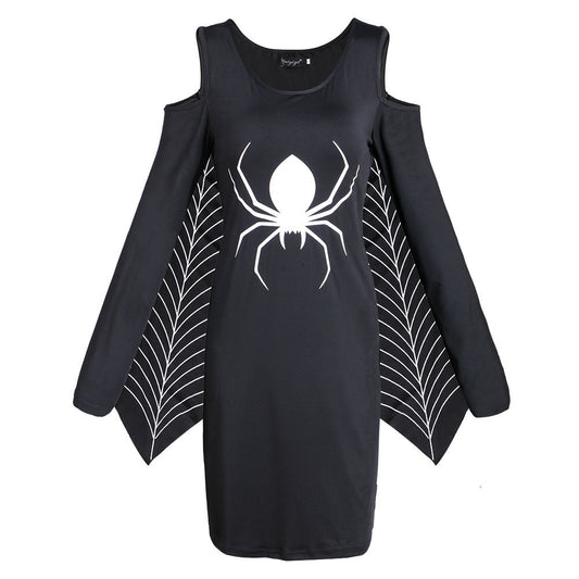 Kvinders Mini Kjole Gothic Spider Blødt Stof 0