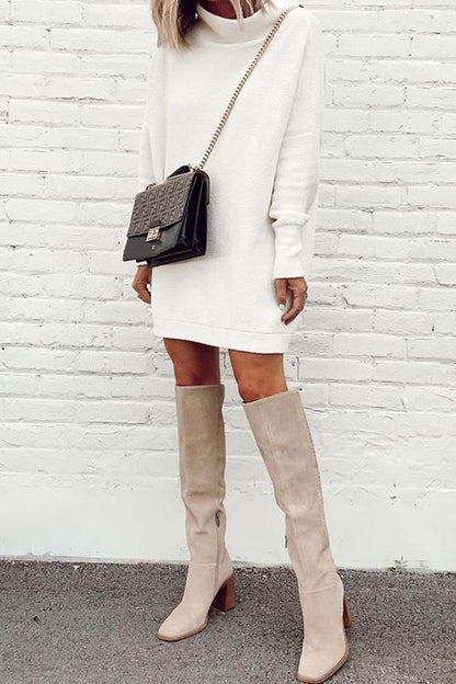 Kvinders Mini Kjole med Mockneck og Drop Shoulder 2
