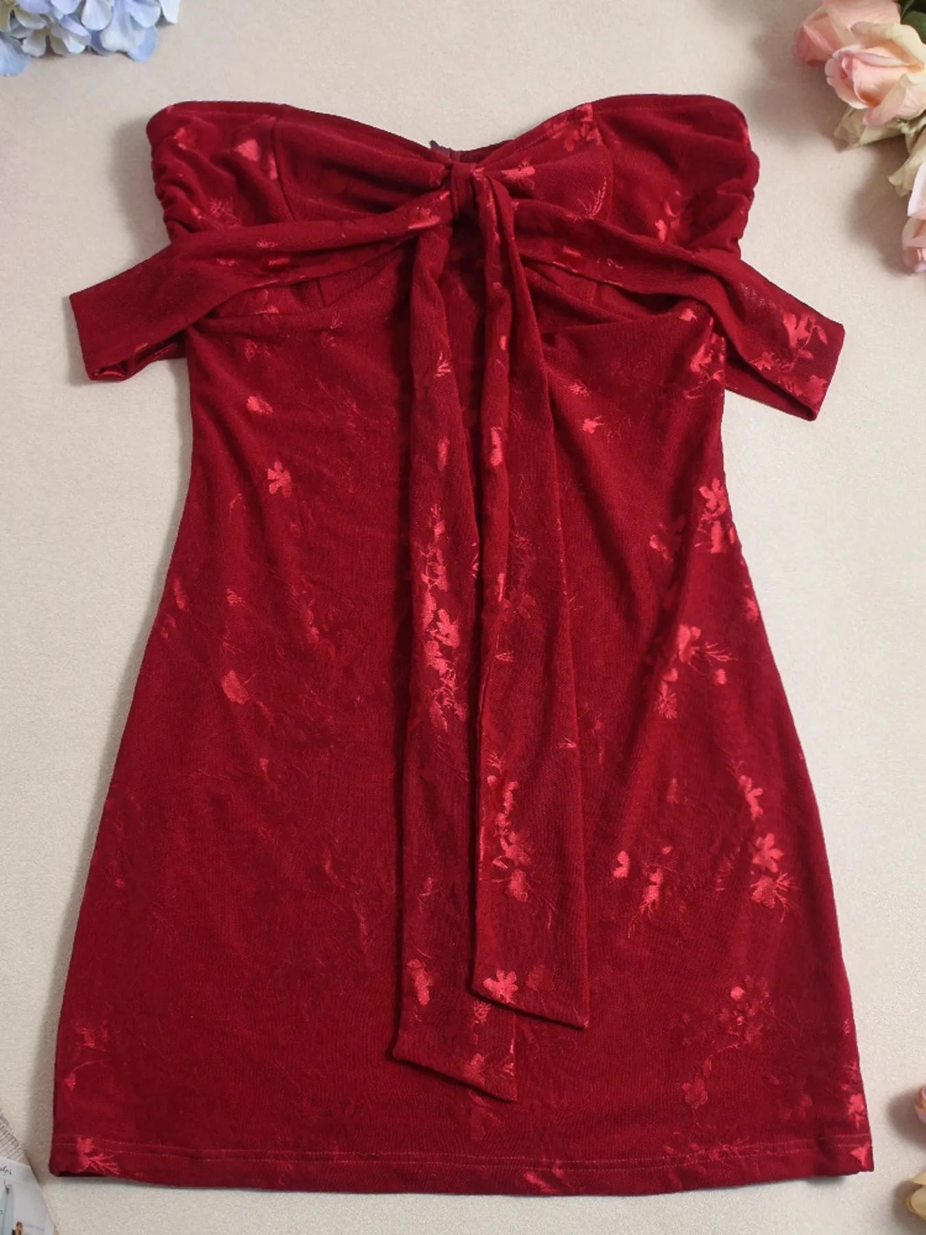 Kvinders Off Shoulder Kjole Sweetheart Udsnit Let Strækbart Polyester 4