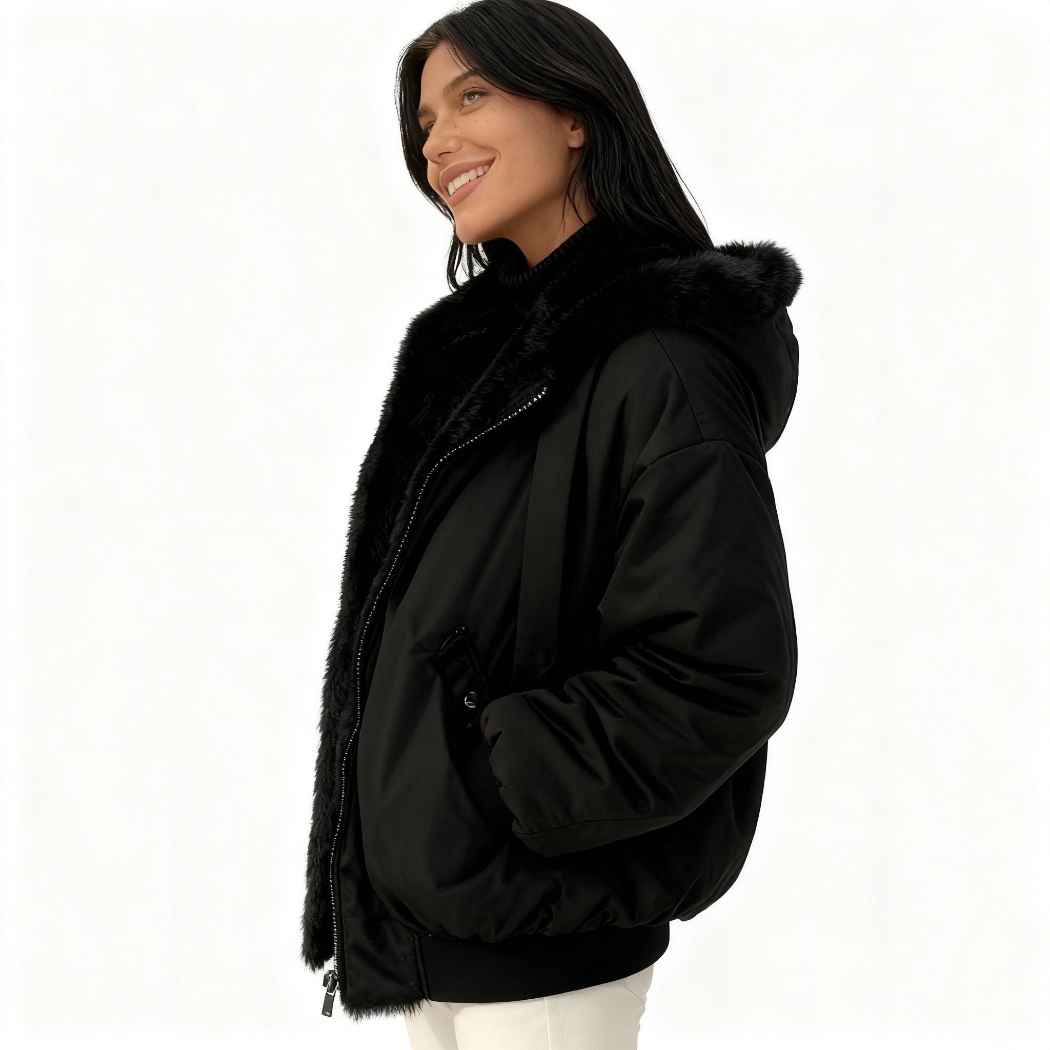 Kvinders Oversize Vinterjakke med Termisk Fleece 1