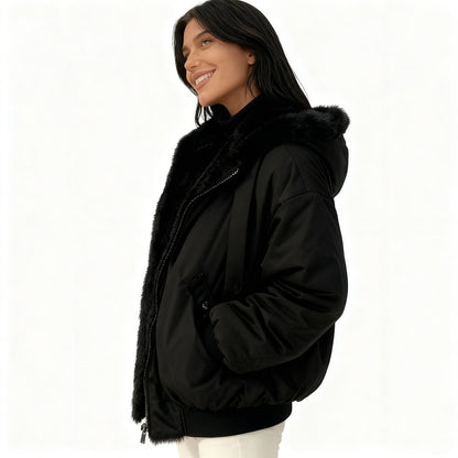 Kvinders Oversize Vinterjakke med Termisk Fleece 1