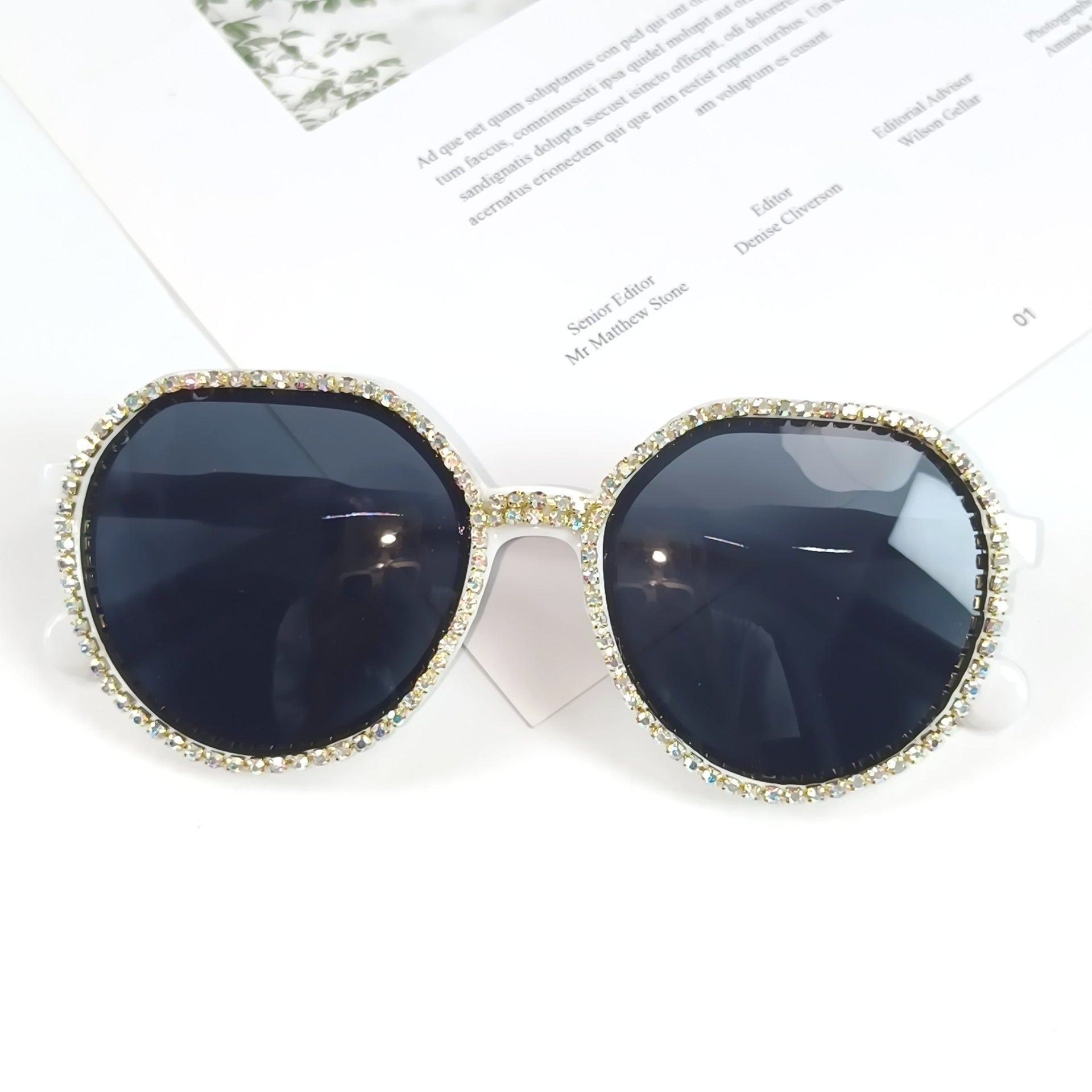 Kvinders Oversized Solbriller med Glitter 11