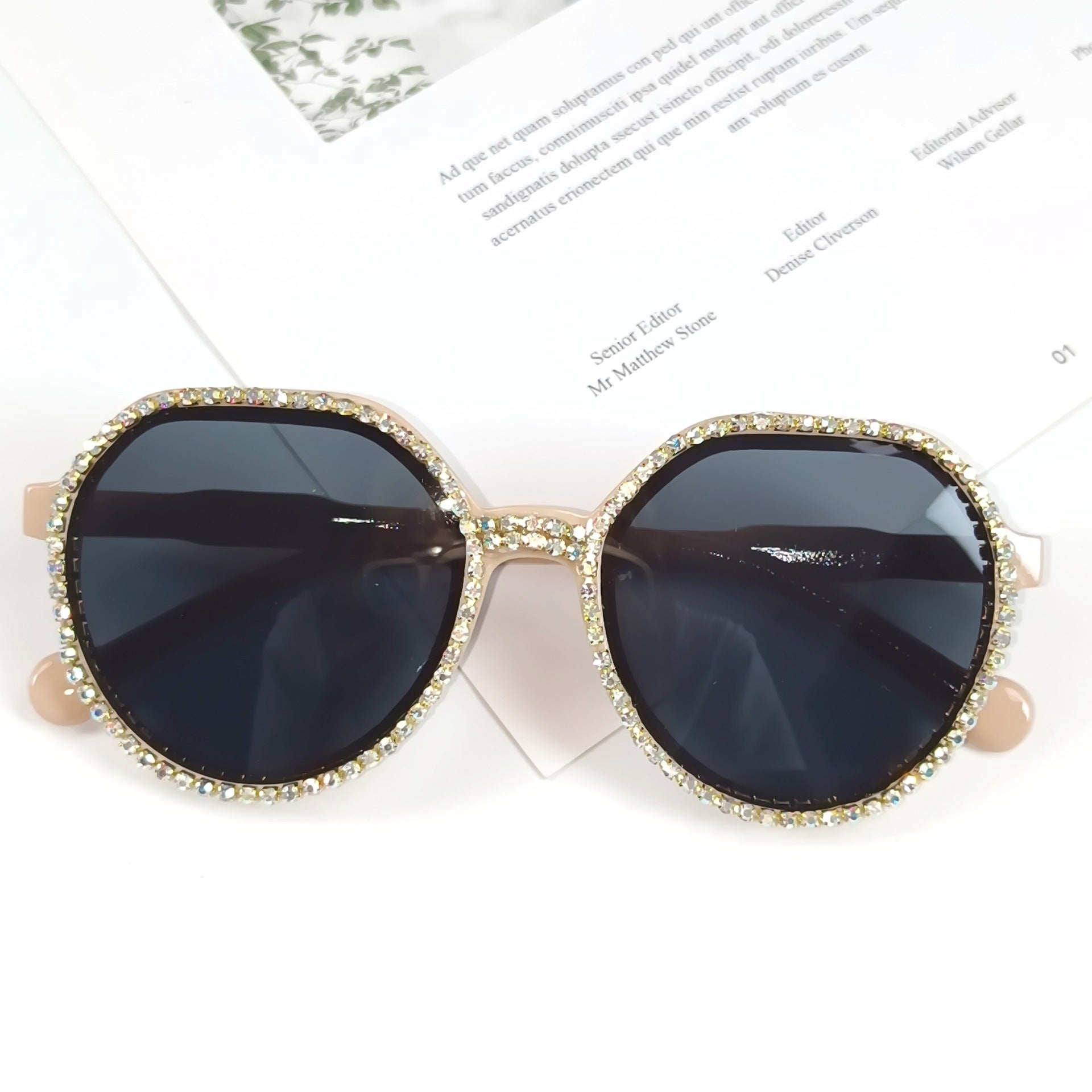 Kvinders Oversized Solbriller med Glitter 8