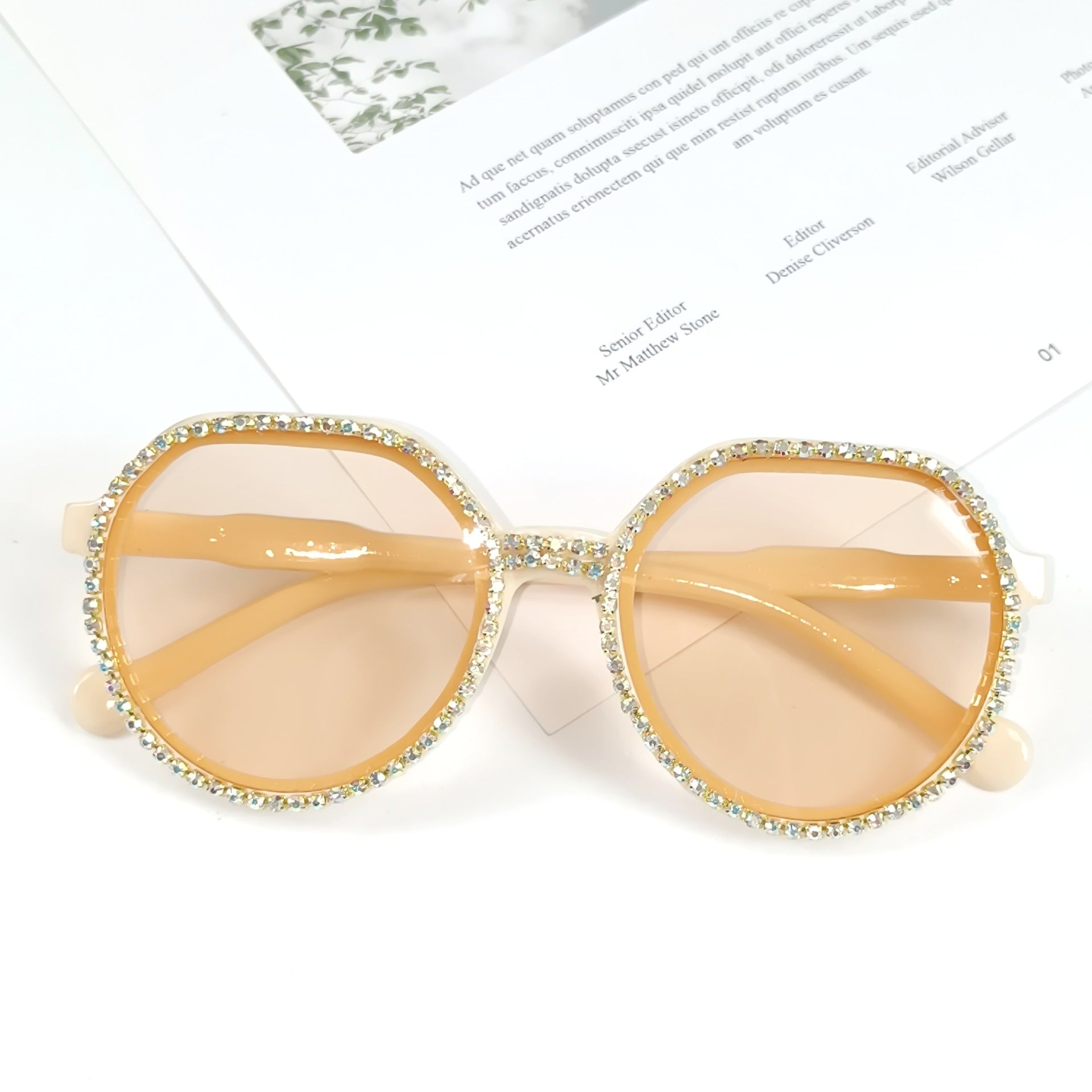 Kvinders Oversized Solbriller med Glitter 9